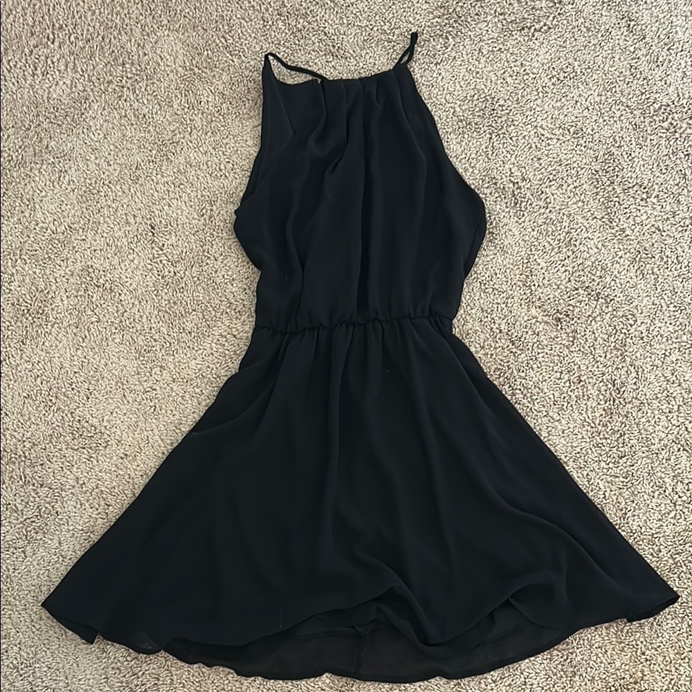 Lush Black Halter A-Line Mini Dress